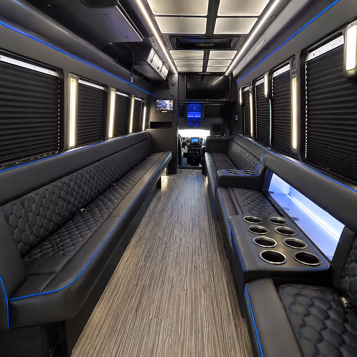 Cleveland Birthday, Sweet 16, & Quinceañera Transportation party bus interior