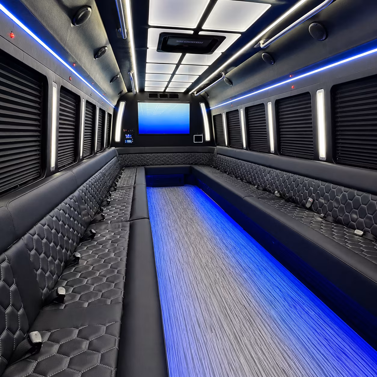 Cleveland Birthday, Sweet 16, & Quinceañera Transportation party bus interior