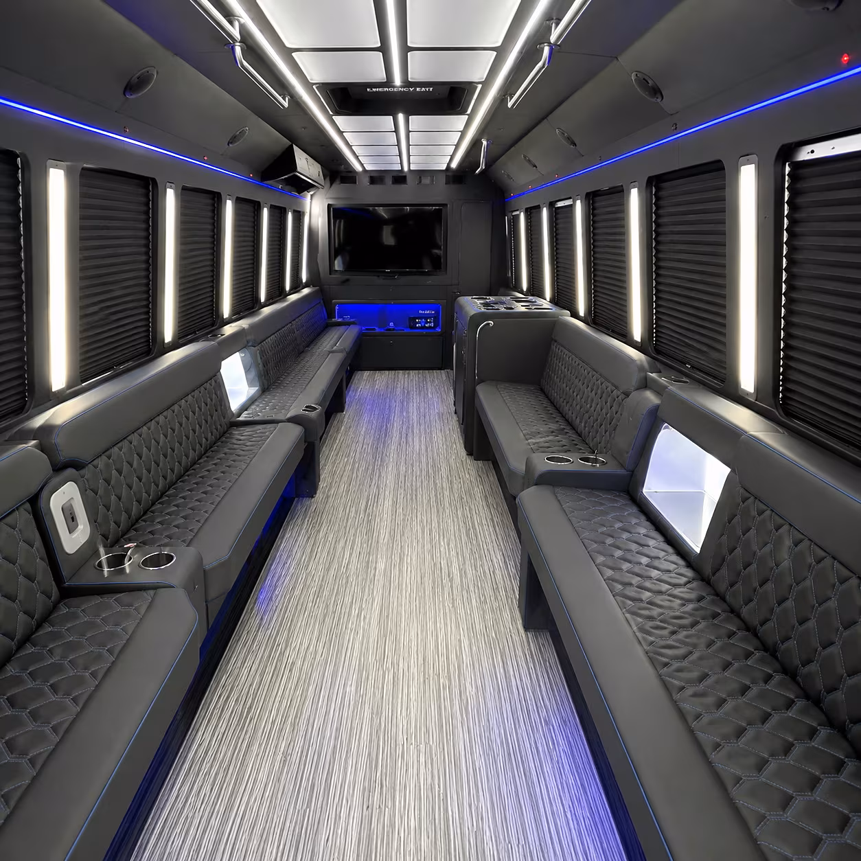 Cleveland Sporting Event Transportation party bus interior