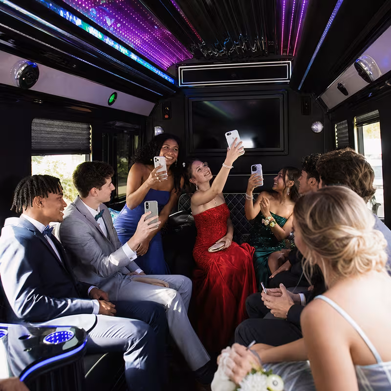 Black Mercedes Sprinter van staged for an Cleveland Prom & Homecoming Transportation group