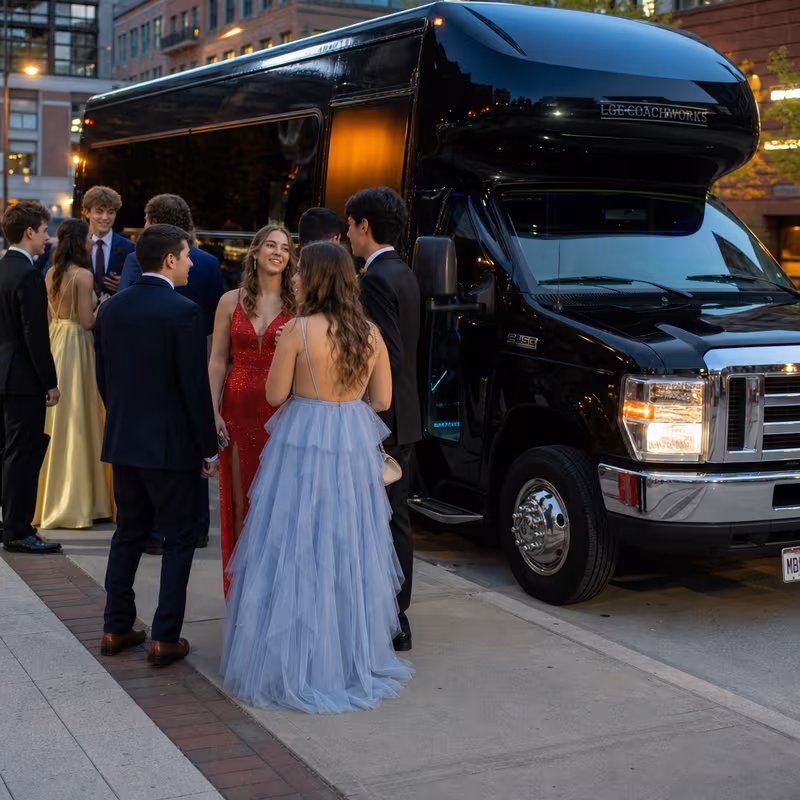 Passengers loading luggage while boarding an Cleveland group shuttle