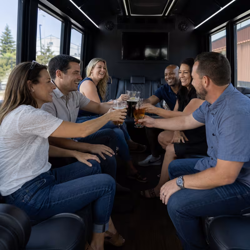 Black Mercedes Sprinter van staged for an Cleveland Winery & Brewery Tour Transportation group